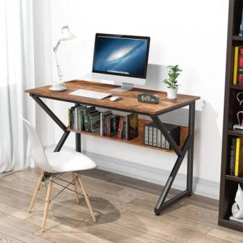 K Shaped Gaming Desk Writing Table With Bookshelves For Home Office Manufacturers in Bangalore Urban