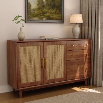 Wood Sideboard with Cane Accents  Manufacturers in Barnala